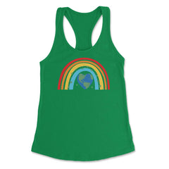 Bohemian Rainbow Earth Day Awareness Environmental Heart product - Kelly Green