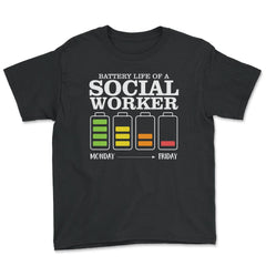 Funny Tired Social Worker Battery Life Of A Social Worker design - Youth Tee - Black