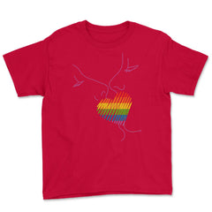 Rainbow Flag Kiss Gay Pride product Youth Tee - Red