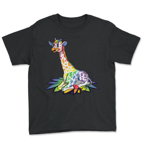 Rainbow Giraffe Gay Pride Gift product Youth Tee - Black