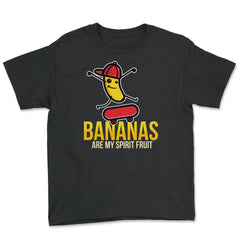 Bananas are My Spirit Fruit Funny Banana Skater graphic Youth Tee - Black