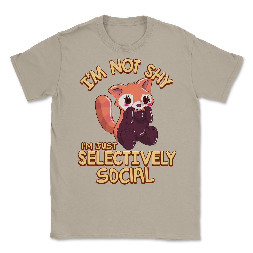 Kawaii Red Panda I’m Not Shy I’m Selectively Social Meme graphic - Cream