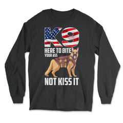 K9 Unit American Flag Patriotic German Shepherd print - Long Sleeve T-Shirt - Black
