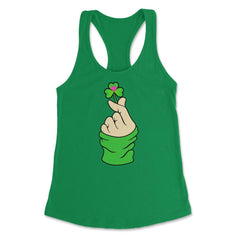 St Patricks Day K-pop Finger Heart Funny Humor Gift graphic Women's - Kelly Green