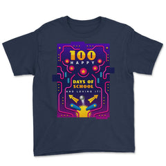 100 Happy Days of School & Loving It! Pinball Design print Youth Tee - Navy