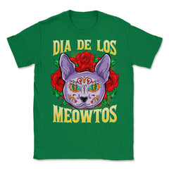 Dia de los Meowtos Funny Halloween Cat Unisex T-Shirt - Green