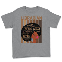 Librarian Melanin African American Woman Reading Lover print Youth Tee - Grey Heather