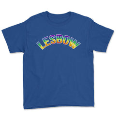 Lesbow Rainbow Word Arc Gay Pride t-shirt Shirt Tee Gift Youth Tee - Royal Blue