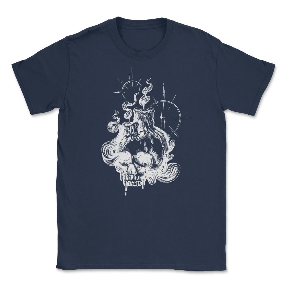 Skull and Candles Skeleton Head Gothic Occult product Unisex T-Shirt - Navy