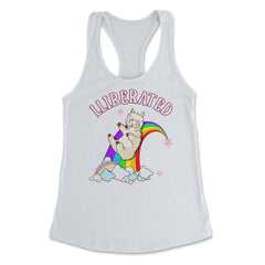 Rainbow Llama Gay Pride Funny Gift print Women's Racerback Tank - White