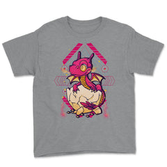 Hatched Baby Dragon Mythical Creature For Fantasy Fans print Youth Tee - Grey Heather