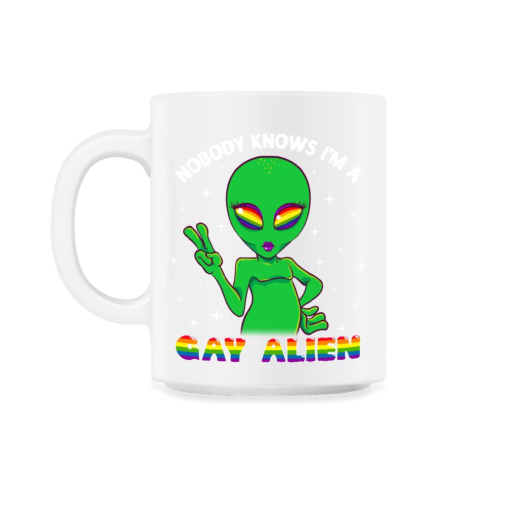 Gay Alien Rainbow Pride Funny Gift print - 11oz Mug - White