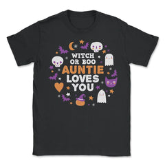 Witch or Boo Auntie Loves You Halloween Reveal design - Unisex T-Shirt - Black