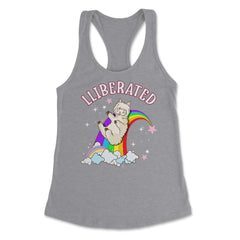 Rainbow Llama Gay Pride Funny Gift print Women's Racerback Tank - Heather Grey