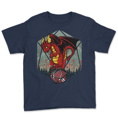 Dragon Sitting On A Dice Mythical Creature For Fantasy Fans design - Navy