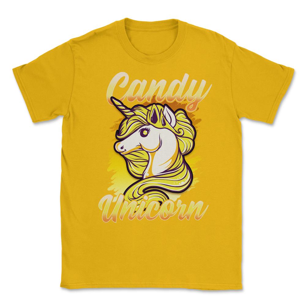 Candy Corn Unicorn Halloween Funny Candy Unicorn Unisex T-Shirt - Gold