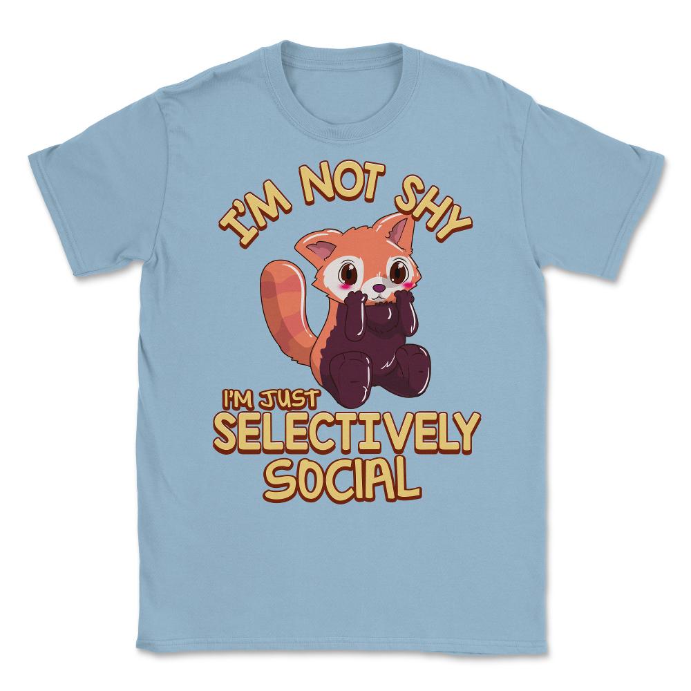 Kawaii Red Panda I’m Not Shy I’m Selectively Social Meme graphic - Light Blue