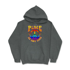 Peace At Any Time Motivational Rainbow Peace Meme graphic Hoodie - Dark Grey Heather