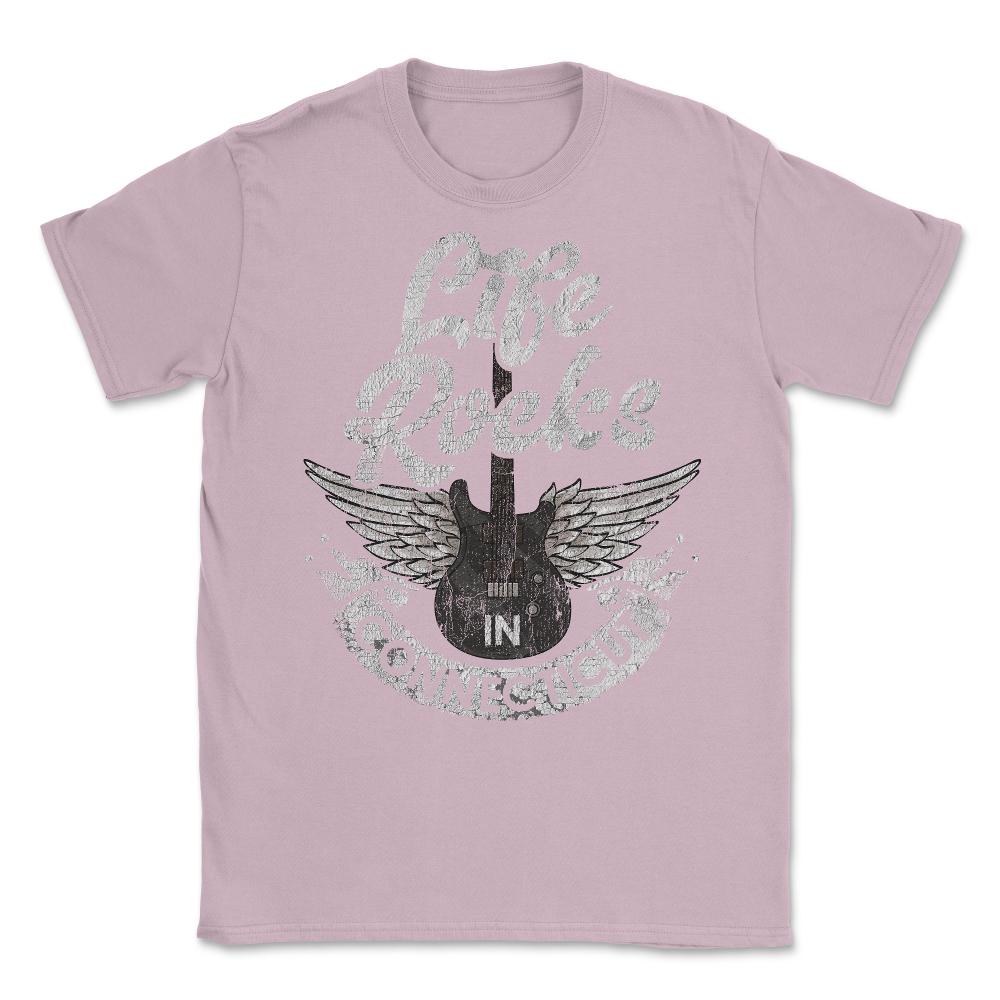 Life Rocks In Connecticut Electric Guitar With Wings print Unisex - Light Pink