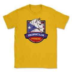 Boricua Pride Horse & Puerto Rico Flag T-Shirt & Gifts Unisex T-Shirt - Gold