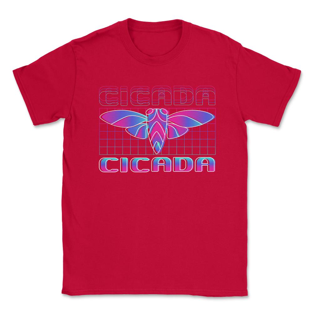 Retro Vintage Vaporwave Cicada Glitch Design product Unisex T-Shirt - Red