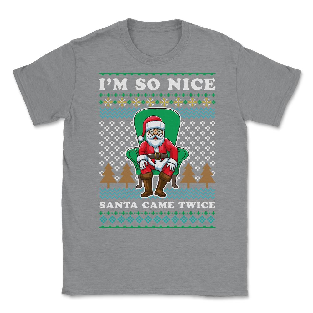 Santa Ugly Christmas Sweater Funny Unisex T-Shirt - Grey Heather