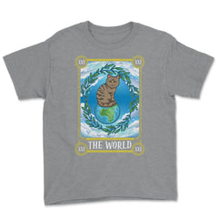 The World Cat Arcana Tarot Card Mystical Wiccan graphic Youth Tee - Grey Heather