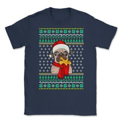French Bulldog Ugly Christmas Sweater Funny Humor Unisex T-Shirt - Navy