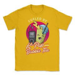 Fueled by K-Pop & Bubble Tea Cute Kawaii print Unisex T-Shirt - Gold