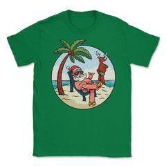 Summer Santa Claus at the Beach Tropical Vacations Funny print Unisex - Green