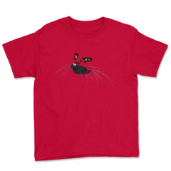 Black Cat Face Halloween T Shirt  & Gifts Youth Tee - Red