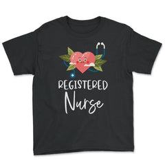 Funny Registered Nurse RN Heart Stethoscope Nursing design - Youth Tee - Black