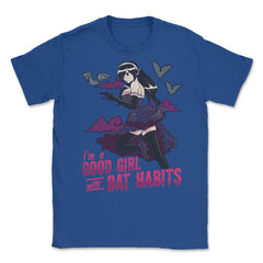 Goth Anime Bat Habits Girl Design print Unisex T-Shirt - Royal Blue