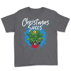 Christmas Succs Hilarious Xmas Succulents Pun graphic Youth Tee - Smoke Grey