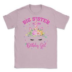 Big Sister of the Birthday Girl! Unicorn Face Theme Gift graphic - Light Pink
