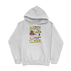 Mardi Gras Llama Funny Carnival Gift design Hoodie - White
