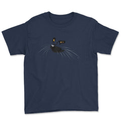Black Cat Face Halloween T Shirt  & Gifts Youth Tee - Navy