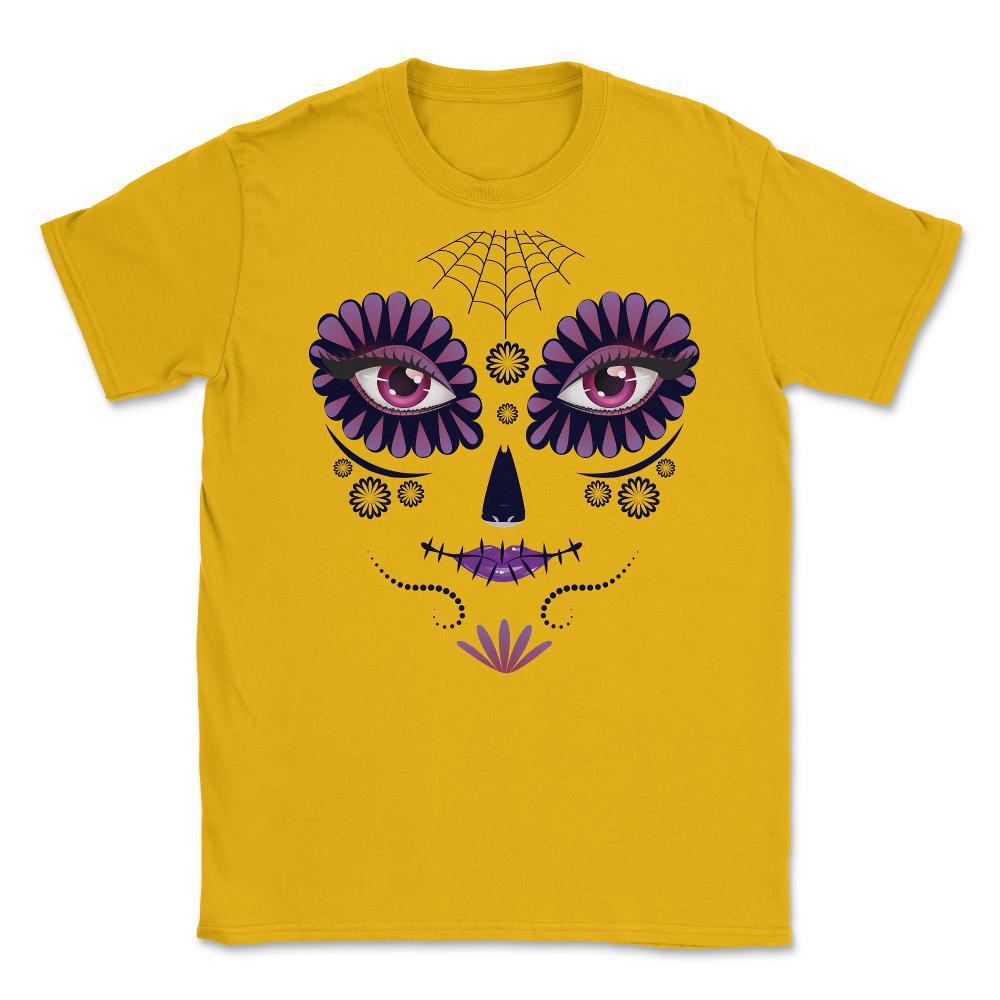 Day of the death girl face T Shirt Costume Tee Unisex T-Shirt - Gold
