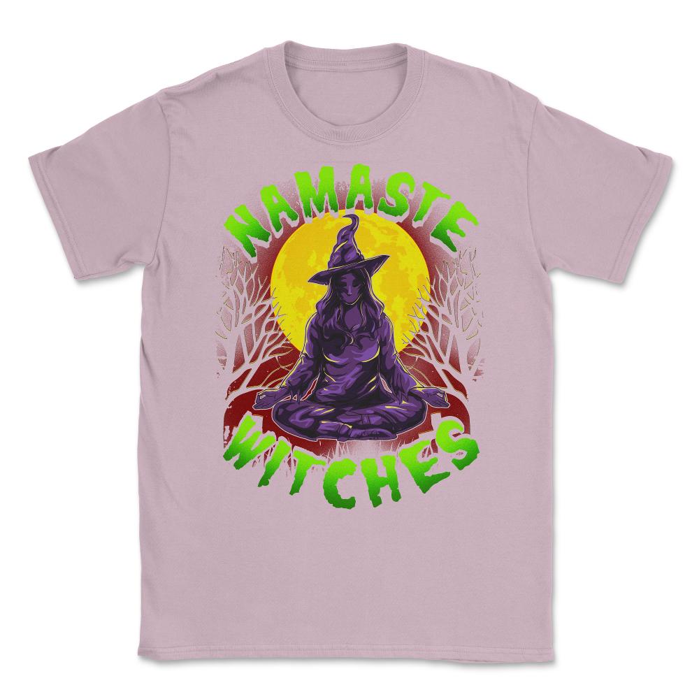 Namaste Witches Funny Halloween Yoga Trick or Trea Unisex T-Shirt - Light Pink