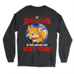 New Years Resolution Fox Funny Holiday product - Long Sleeve T-Shirt - Black