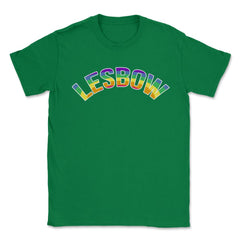 Lesbow Rainbow Word Arc Gay Pride t-shirt Shirt Tee Gift Unisex - Green