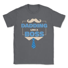 Dadding like a Boss Funny Colorful Text Quote & Moustache graphic - Smoke Grey