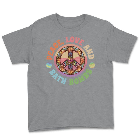 Peace, Love & Bath Bombs Psychedelic Peace Sign 70's product Youth Tee - Grey Heather