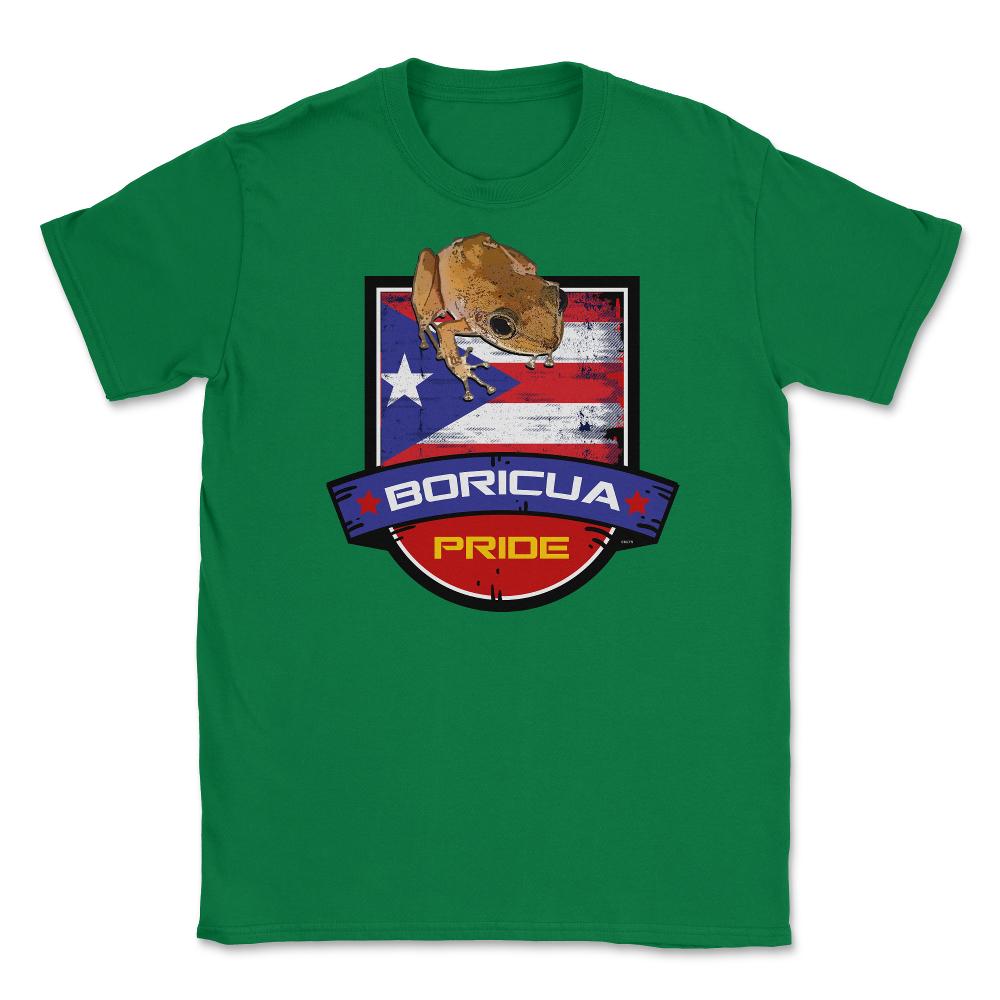 Boricua Pride Coqui & Puerto Rico Flag T-Shirt  & Gifts Unisex T-Shirt - Green