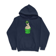 St Patricks Day K-pop Finger Heart Funny Humor Gift graphic Hoodie - Navy