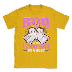 Boo Ghost Couple Cute Ghosts Funny Humor Halloween Unisex T-Shirt - Gold