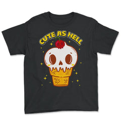 Cute as Hell Funny Skull Ice Cream Halloween Youth Tee - Black