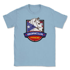 Boricua Pride Horse & Puerto Rico Flag T-Shirt & Gifts Unisex T-Shirt - Light Blue