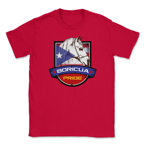 Boricua Pride Horse & Puerto Rico Flag T-Shirt & Gifts Unisex T-Shirt - Red