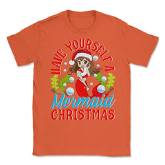 Christmas Mermaid Anime Girl Unisex T-Shirt - Orange